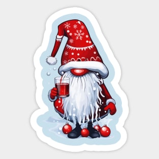 Christmas Nisse Gnome Gonk Holding A Glass Of Mulled Wine Sticker